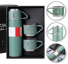 Termoska 500 ml s 3 šálkami HOT&COLD, zelená