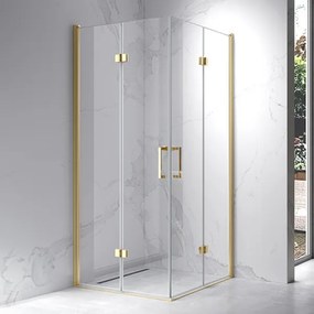 BPS-koupelny Štvorcový sprchový kút ZES KZ08B GL 80x80 zlatá/transparent - bez vaničky