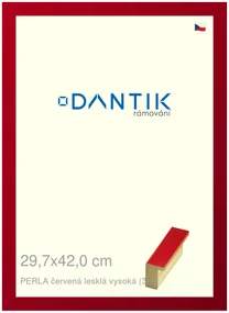 DANTIK rám na obraz 29,7x42 | PERLA červená lesklá vysoká (Plexi Čiré)