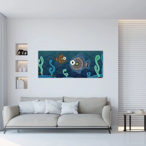 Obraz - Maľované rybičky (120x50 cm)