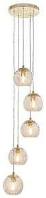 Endon 91972 - Luster na lanku DIMPLE 5xE14/7W/230V zlatá/dýmová béžová
