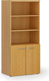 Kombinovaná kancelárska skriňa PRIMO WOOD, nízke dvere, 800 x 500 x 1781 mm, buk