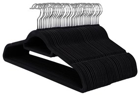 Vešiaky na oblečenie, protišmakové, zamatové, 50ks, čierne