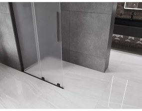 Mexen Velar, sprchová zástena s posuvnými dverami Walk-in 100 x 200 cm, 8mm sklo námraza, čierna matná, 871-100-000-33-70