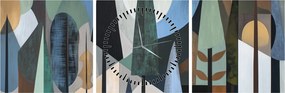 Obraz - Prírodná geometrická abstrakcia II. (s hodinami) (90x30 cm)
