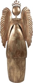 Zlatá antik kovová dekorácia anjel v životnej veľkosti Christmas Angel - 62*25*169 cm