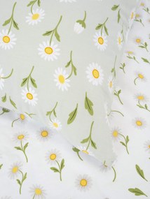 Bavlnené obliečky Renforcé - Sedmokrásky sivozelené/biele