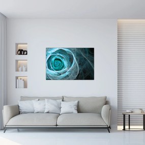 Obraz - Abstraktné ruže modrá s čiernym pozadím (90x60 cm)