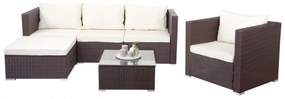Polyratanová záhradná súprava Brescia - hnedá, krémové vankúše