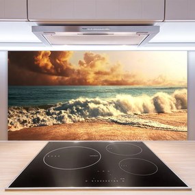 Sklenený obklad Do kuchyne Oceán pláž vlny krajina 120x60 cm