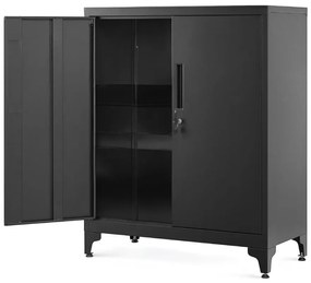 Viacúčelová kovová skrinka RAVEN, 40x80x90cm, čierna SongmicsHome