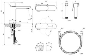 Ravak X070462 - Umývadlová batéria s bidetovou sprškou CHROME čierna
