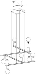 Eglo 98909 - Luster na lanku MEZZANA 8xE27/40W/230V