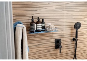 Svetlomodrá samodržiaca kovová kúpeľňová polička Grena – Compactor