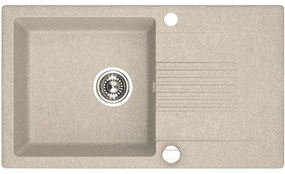 Laveo Celia, 1-komorový granitový drez 760x440x185 mm s dlhým odkvapkávačom, béžová, LAV-SBC_411T