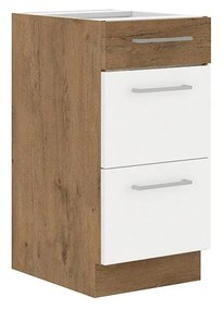 Dolná kuchynská skrinka Woody 40 D 3S BB (dub lancelot + biely lesk). Akcia -7%. Vlastná spoľahlivá doprava až k Vám domov. 1070022