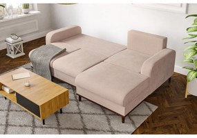 Béžová menčestrová rohová pohovka (pravý roh) Beata – Ropez