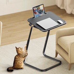 Stolík na raňajky s nastaviteľnou výškou a stojanom na tablety, čierny