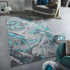 Flair Rugs, Kusový koberec Eris Marbled Emerald, 160x230, modrá, kancelária