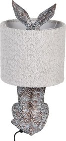 Šedá stolná lampa králik s chlpatým tienidlom Rabbi - Ø 20*43 cm E27/ma* 1*60W