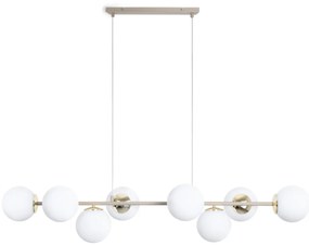 Závesné svietidlo Florence, 8x biele sklenené tienidlo, g/be