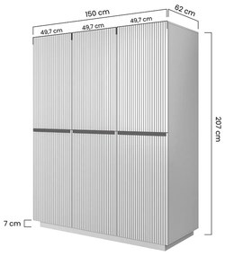 Skriňa Nicole 150 cm na sokli - čierny mat / zlaté úchytky