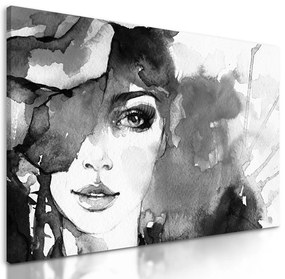Obraz maľba krásnej ženy v čiernobielom prevedení