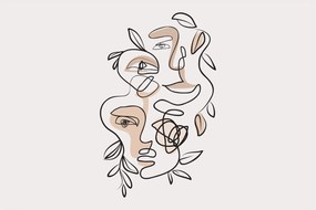 Obraz - Line art tváre (90x60 cm)