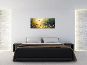Obraz - Jarná kvetinová lúka, maľba (120x50 cm)