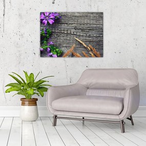 Sklenený obraz - lúčne kvety (70x50 cm)