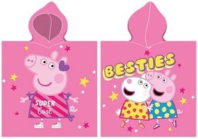 Dievčenské plážové pončo - osuška s kapucňou Prasiatko Peppa Super Cool