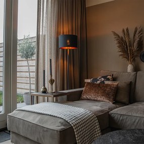 Moderná stojaca lampa čierna so zlatým okrúhlym - VT