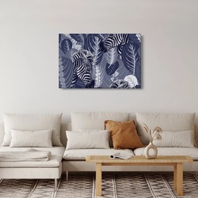 Obraz - Modré zebry (90x60 cm)
