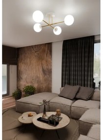 Luster na tyči MAGNUM 4xE14/10W/230V biela/zlatá