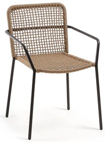 Béžová záhradná stolička s oceľovou konštrukciou Kave Home Bomer