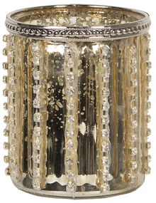Zlatý sklenený svietnik na čajovú sviečku Sinjon - Ø 8*9 cm