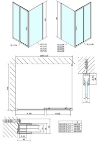 Polysan Polysan, Easy Line obdĺžniková sprchová zástena 1100x1000mm L/P varianta, EL1115EL3415