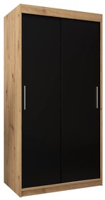 Šatníková skriňa 100 cm Toki (Dub artisan + Čierna matná). Akcia -41%. Vlastná spoľahlivá doprava až k Vám domov. 1064798