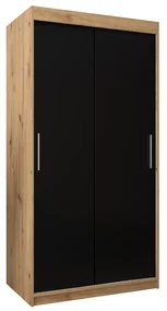 Šatníková skriňa 100 cm Toki (Dub artisan + Čierna matná). Vlastná spoľahlivá doprava až k Vám domov. 1064798