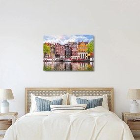 Sklenený obraz - Amsterdam, tanečné domy (70x50 cm)
