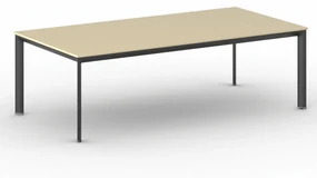 Kancelársky stôl PRIMO INVITATION, čierna podnož, 2400 x 1200 mm, breza
