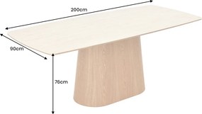 Dizajnový keramický jedálenský stôl Parthenia 200 cm travertín / dub