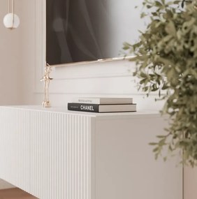 TV skrinka DOROTHY závesná 100cm biela drážkovaná