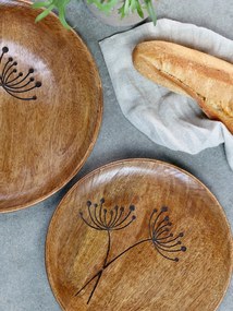 Tanier z mangového dreva s kvetinou Tours Angeliqué - Ø 25cm