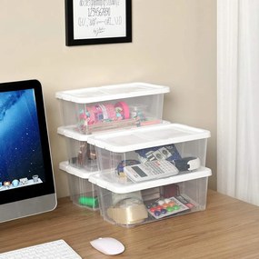 Úložný box Clear, sada 12ks, 16,5x12,5x29,5 cm, transparetná