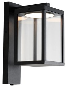Vonkajšia nástenná lampa čierna vrátane LED a senzoru súmraku - Ferdinand