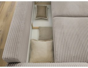 Svetlosivo-béžová menčestrová rozkladacia pohovka 257 cm Lucien – Bobochic Paris