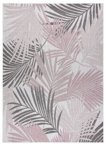 Koberec SISAL SION palmové listy, tropický 2837 ecru / ružový