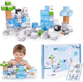 MULTISTORE Magnetické stavebné kocky 97 dielov – farebný zimný vzor, stavebnica pre deti 3+