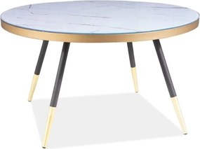 Konferenčný stolík Vegas 80 cm biely mramor/čierny